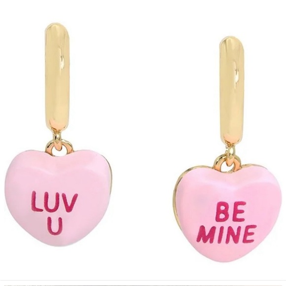 New Betsey Johnson Sweetheart Charm Huggie Hoop Earrings - Picture 4 of 7